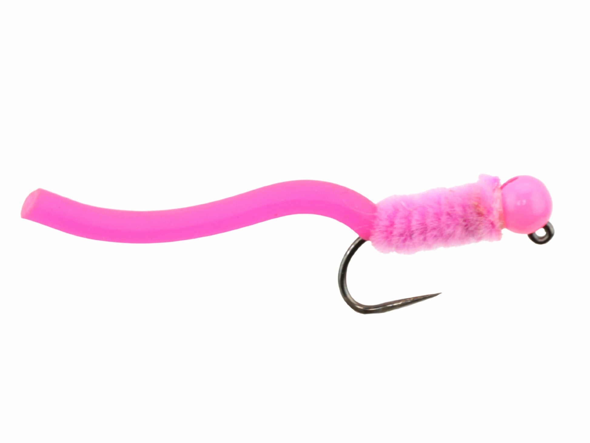 Wild Water Fly Fishing Tungsten Bead Head Pink Squirmy Worm, Size 12 (Qty 6) | SendIt Sailing