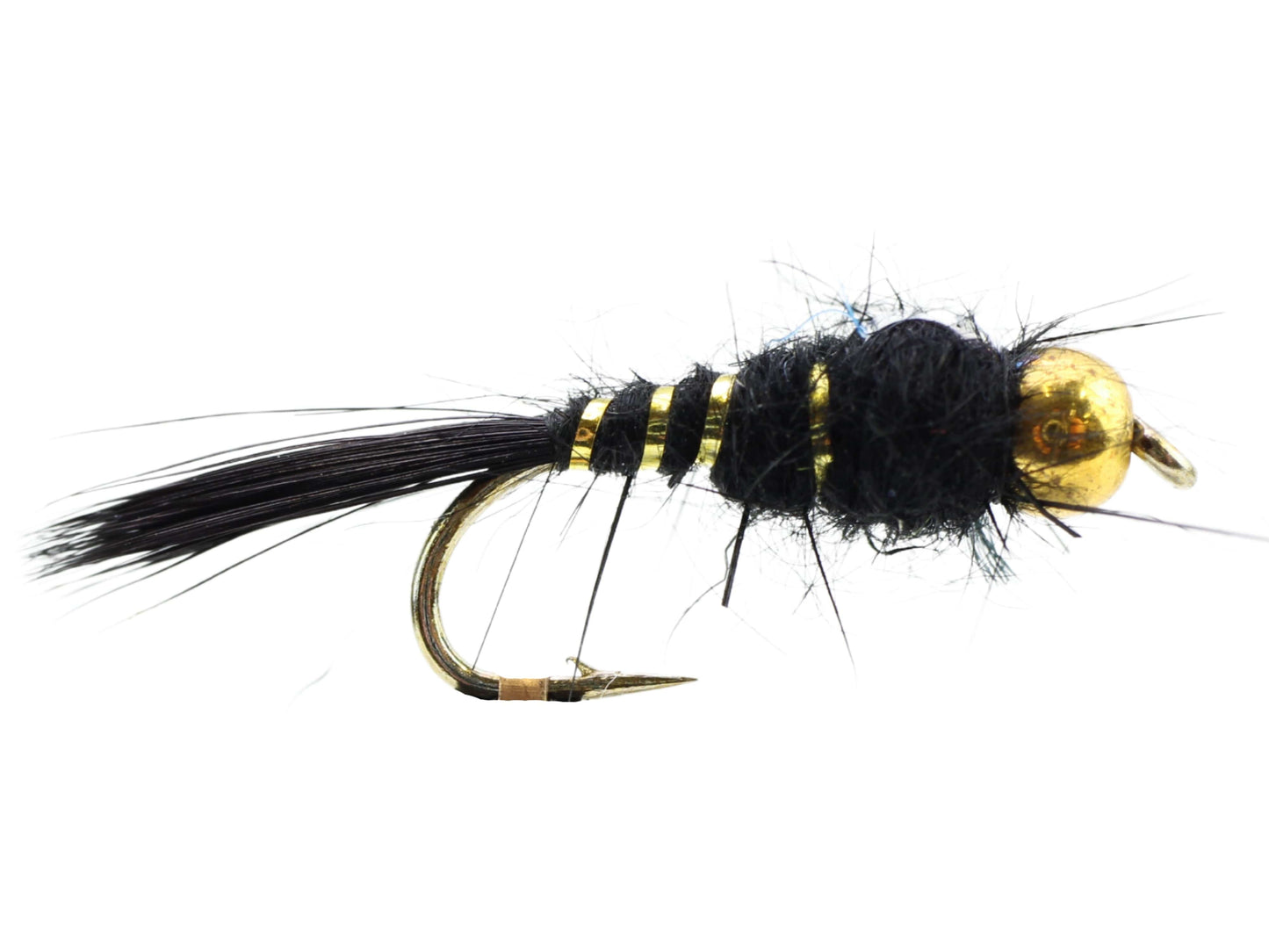 Wild Water Fly Fishing Bead Head Black Flashback Nymph, Size 12 (Qty 6) | SendIt Sailing