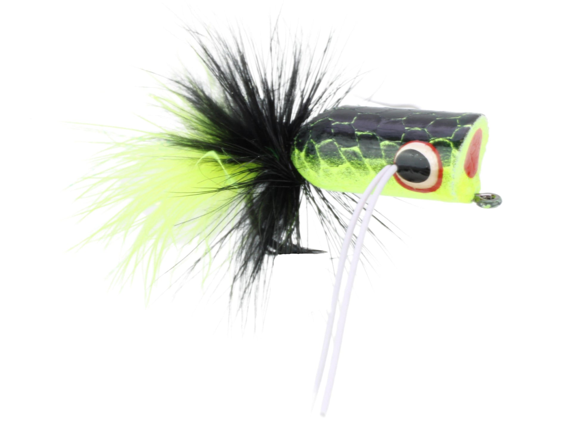 Wild Water Fly Fishing Chartreuse and Black Bass Popper, Size 2 (Qty 4) | SendIt Sailing