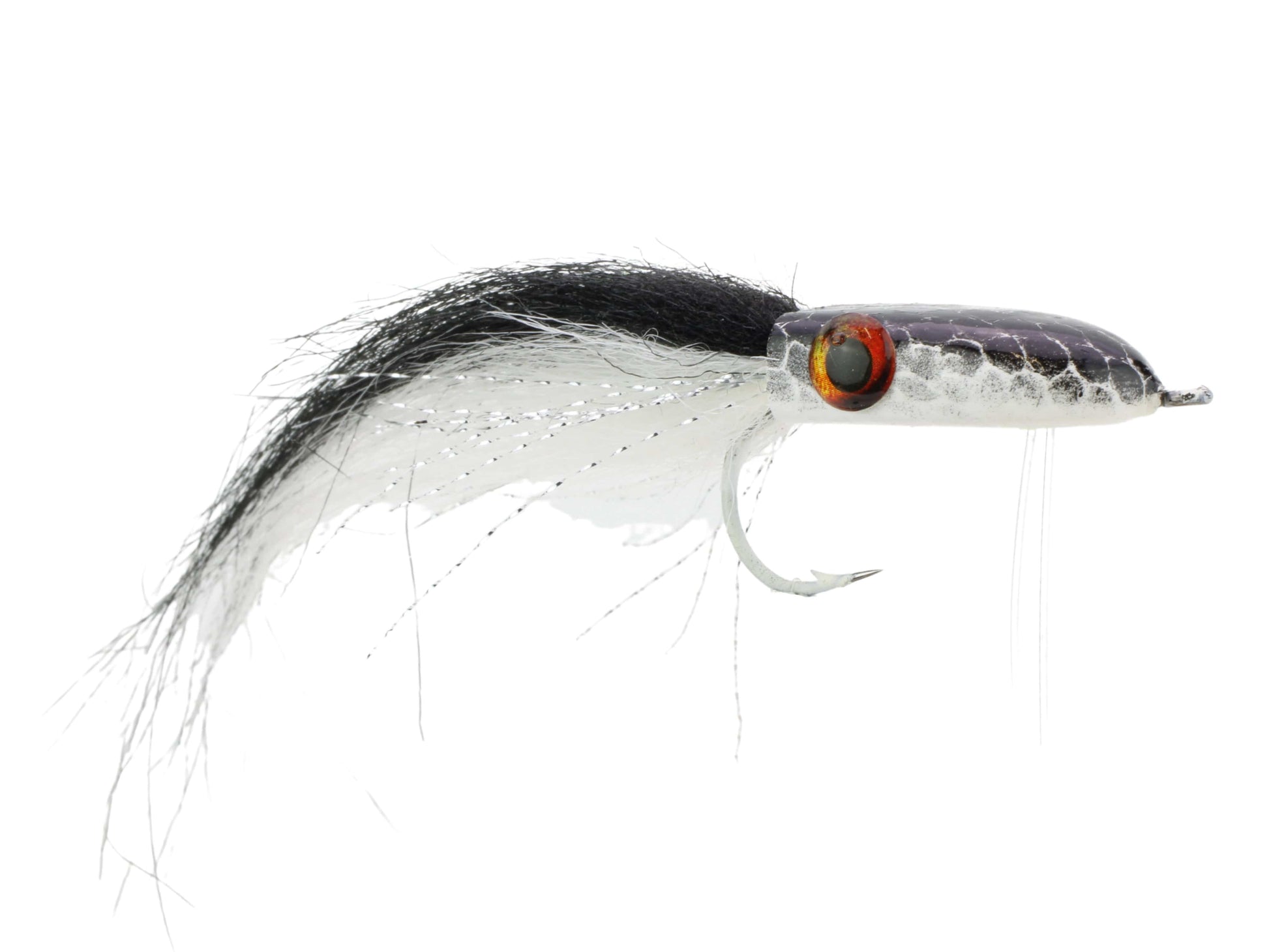 Wild Water Fly Fishing Black and White Snake Head Popper, Size 2/0 (Qty 2) | SendIt Sailing