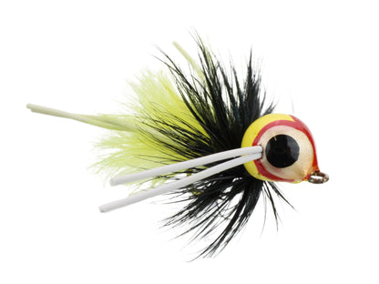 Wild Water Fly Fishing Yellow and Black Spherical Body Popper, Size 10 (Qty 4) | SendIt Sailing