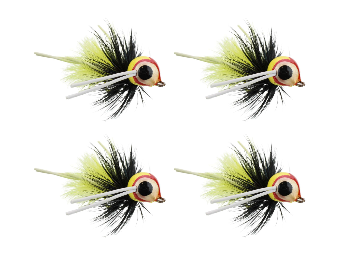 Wild Water Fly Fishing Yellow and Black Spherical Body Popper, Size 10 (Qty 4) | SendIt Sailing