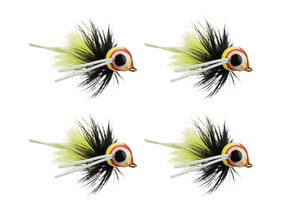 Wild Water Fly Fishing Yellow and Black Spherical Body Popper, Size 10 (Qty 4) | SendIt Sailing