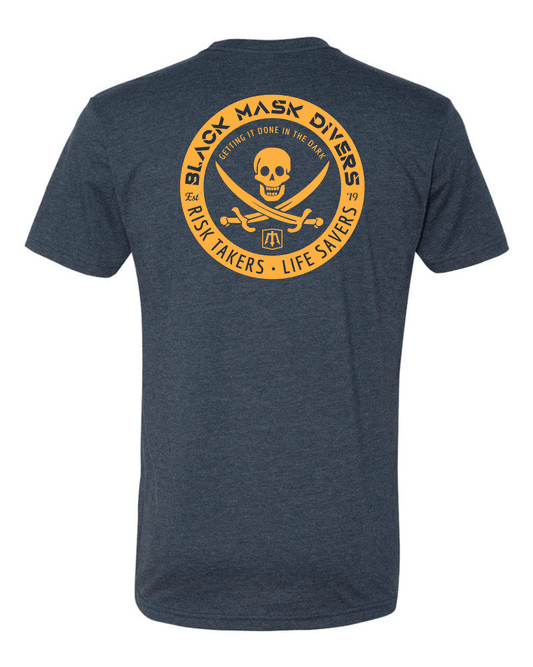 Black Mask Divers Jolly Roger T-shirt Midnight Navy