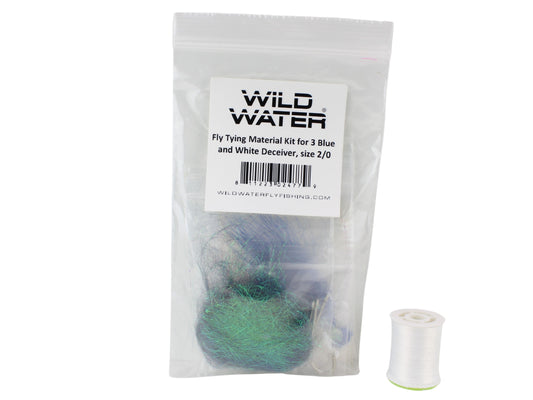 Wild Water Fly Fishing Fly Tying Material Kit, Blue and White Deceiver | SendIt Sailing