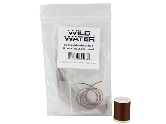 Wild Water Fly Fishing Fly Tying Material Kit, Brown Crazy Charlie | SendIt Sailing