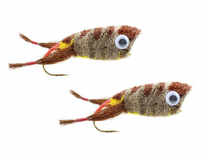 Wild Water Fly Fishing Deer Hair Brown Frog Popper, Size 2 (Qty 2) | SendIt Sailing