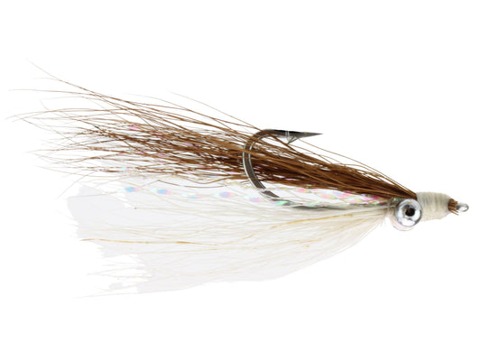 Wild Water Fly Fishing Brown and White Clouser Minnow, Size 8 (Qty 6) | SendIt Sailing