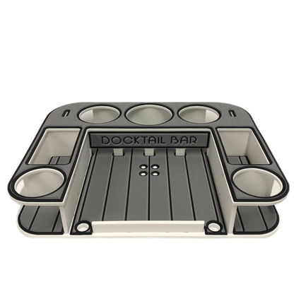 Docktail Butler Boat Table with Adjustable Rod Holder Mount