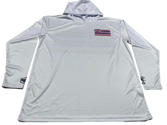 Hawaiian Fish Flag White Dri Fit Hoodie (Adult/Keiki)