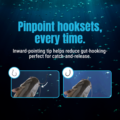 Reaction Tackle Heavyweight Catfish Circle Hooks - Offset Octopus Hooks (25 Pack) - New