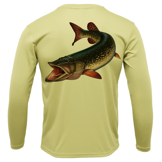 Michigan Freshwater Born Pike Men's Long Sleeve UPF 50+ Dry-Fit Shirt