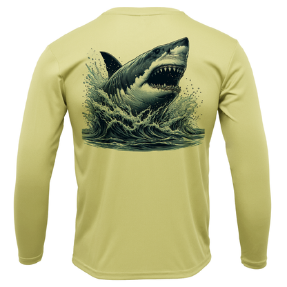 Cape Cod, MA Jaws Girl's Long Sleeve UPF 50+ Dry-Fit Shirt