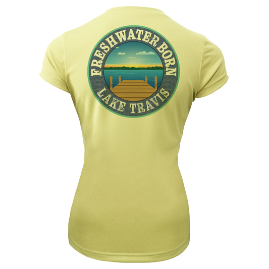 Lake Travis Freshwater Born SUP Flag Women's Short Sleeve UPF 50+ Dry-Fit Shirt