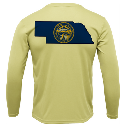 Nebraska Freshwater Born State Flag Men's Long Sleeve UPF 50+ Dry-Fit Shirt