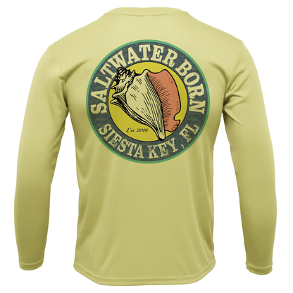 Siesta Key, FL Saltwater Born Circle Logo Long Sleeve UPF 50+ Dry-Fit Shirt