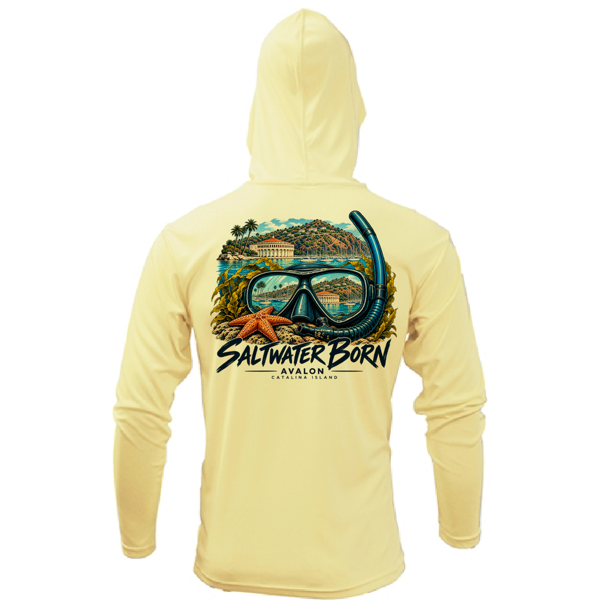 Avalon, CA Saltwater Adventure Men's Long Sleeve UPF 50+ Dry-Fit Hoodie