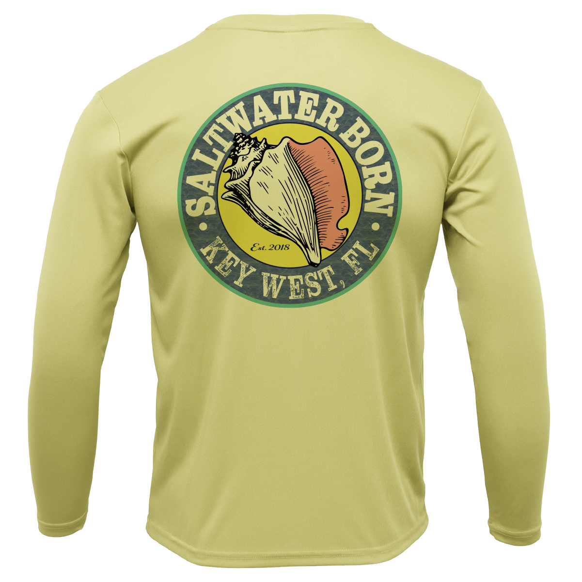 Key West, FL Saltwater Born Linear Logo Long Sleeve UPF 50+ Dry-Fit Shirt