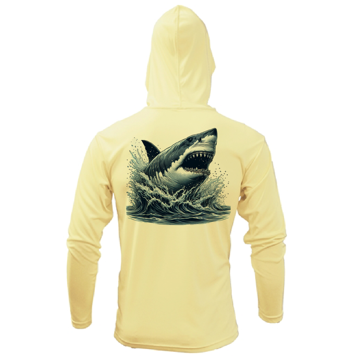 Cape Cod, MA Jaws Men's Long Sleeve UPF 50+ Dry-Fit Hoodie