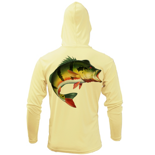 Miami, FL Freshwater Born Peacock Bass Men's Long Sleeve UPF 50+ Dry-Fit Hoodie