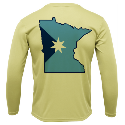 Bear Lake, MN Freshwater Born State Flag Men's Long Sleeve UPF 50+ Dry-Fit Shirt