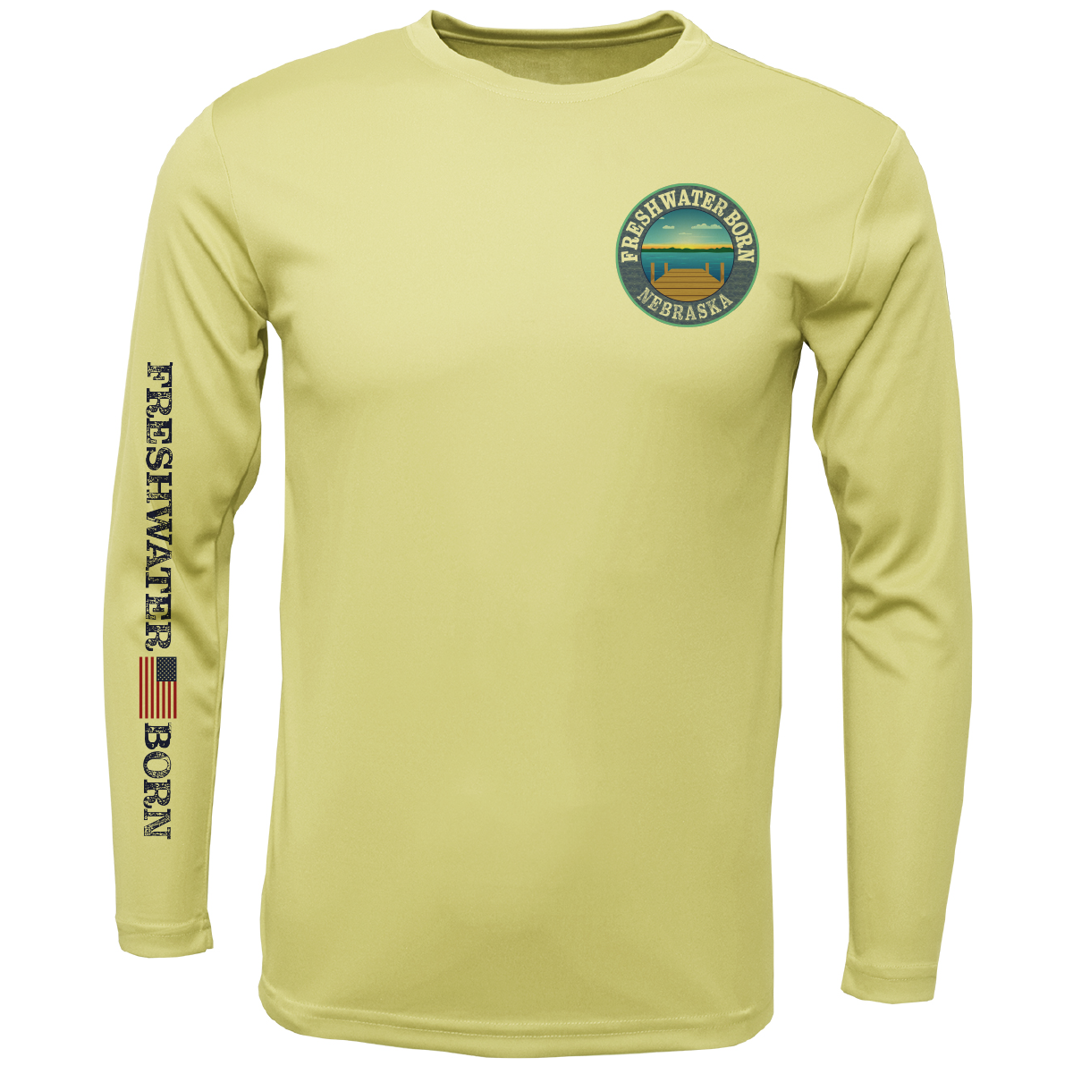 Nebraska Freshwater Born State Flag Men's Long Sleeve UPF 50+ Dry-Fit Shirt