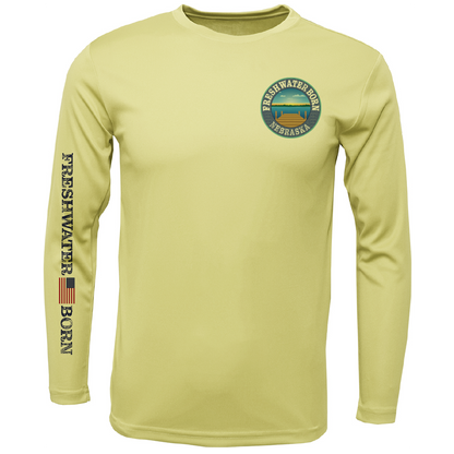 Nebraska Freshwater Born State Flag Men's Long Sleeve UPF 50+ Dry-Fit Shirt
