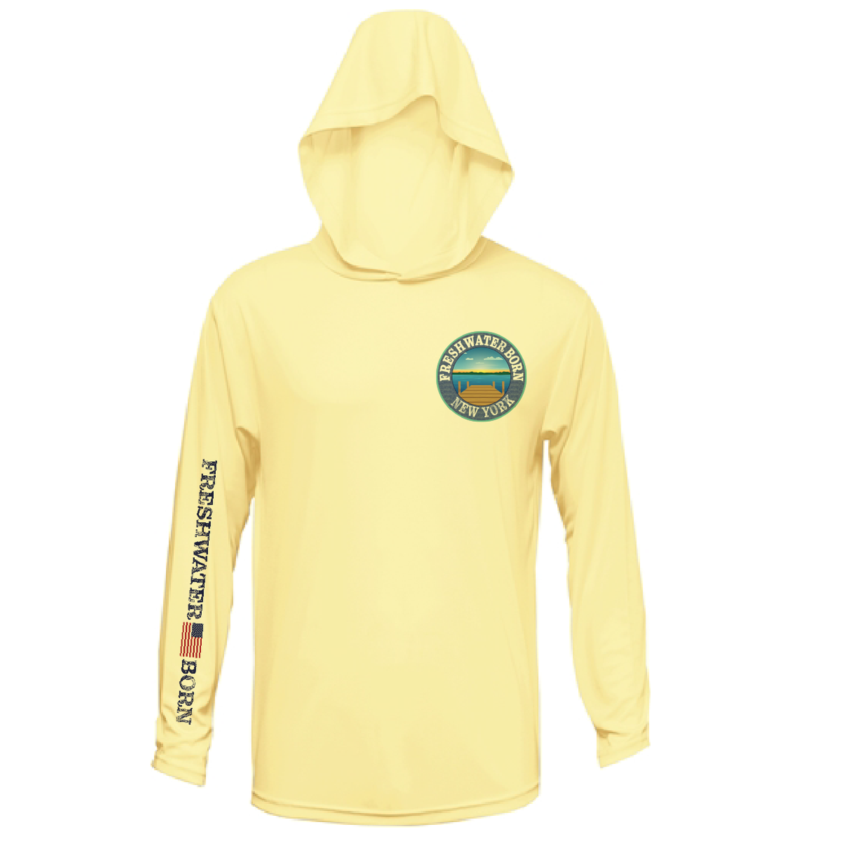 New York Freshwater Born "Surrender The Booty" Men's Long Sleeve UPF 50+ Dry-Fit Hoodie