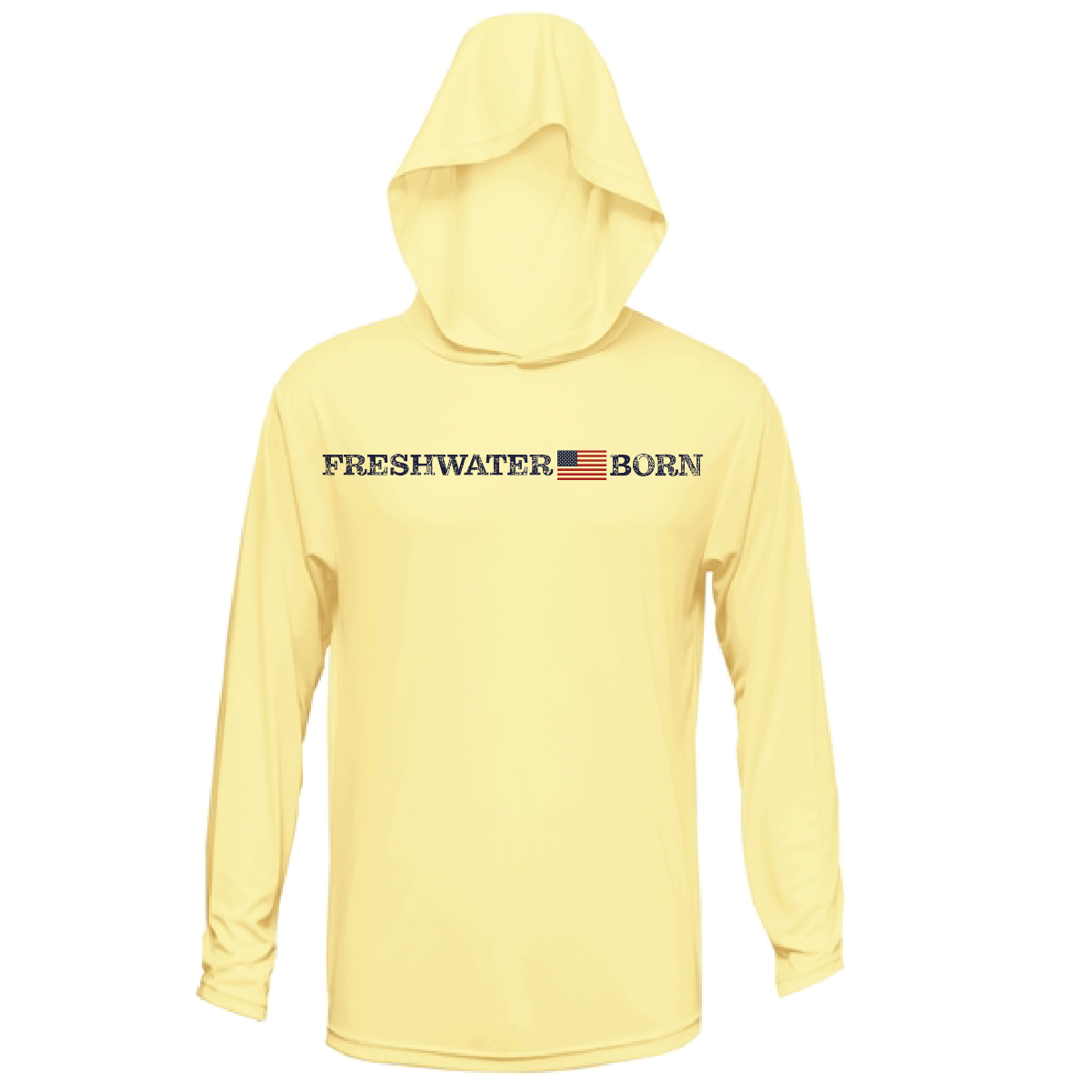 Michigan Freshwater Born Men's Linear Logo Long Sleeve UPF 50+ Dry-Fit Hoodie