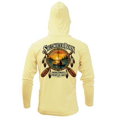 Indigenous People's Day Sunset Paddle Men's Long Sleeve UPF 50+ Dry-Fit Hoodie