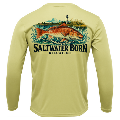 Biloxi, MS Redfish Boy's Long Sleeve UPF 50+ Dry-Fit Shirt