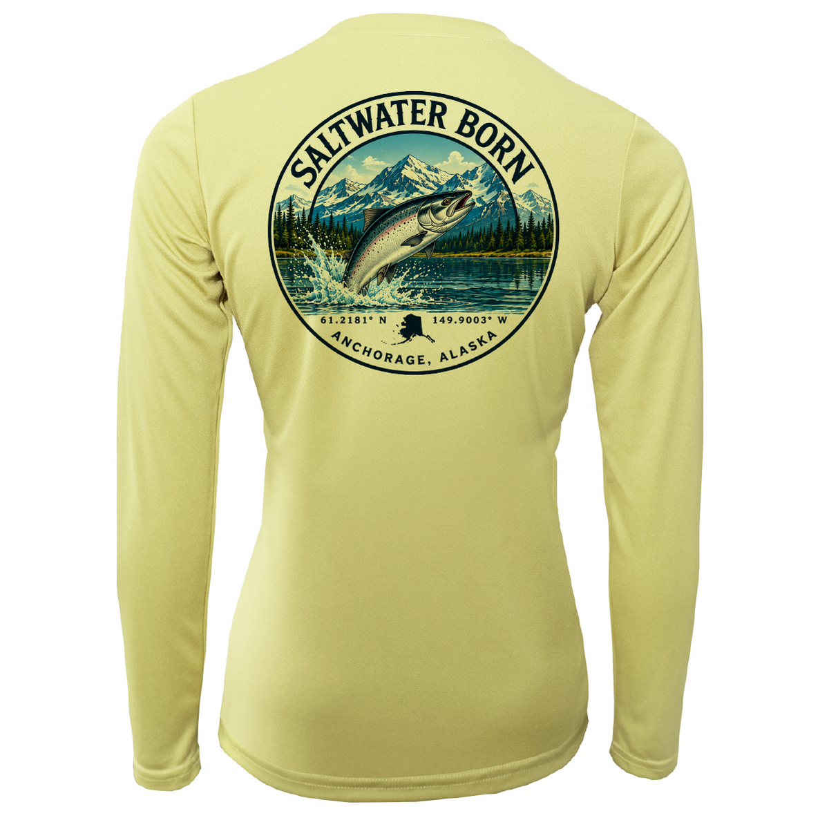 Anchorage, AK Salmon Women's Long Sleeve UPF 50+ Dry-Fit Shirt