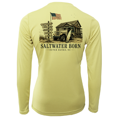 Outer Banks, NC Beach Jeep Women's Long Sleeve UPF 50+ Dry-Fit Shirt