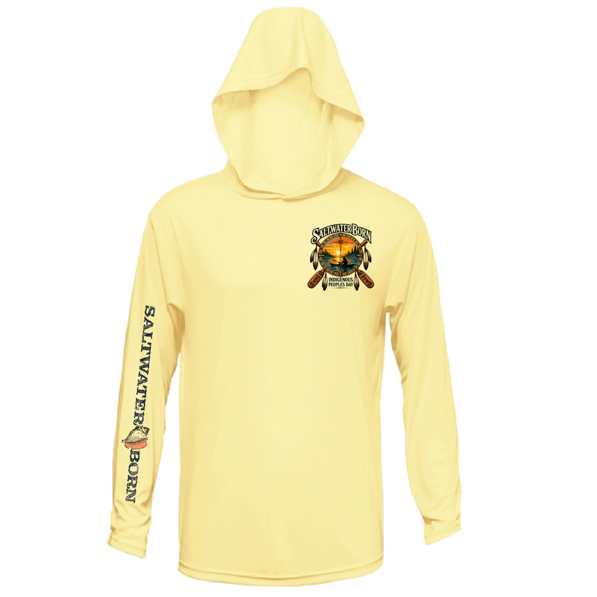 Indigenous People's Day Sunset Paddle Men's Long Sleeve UPF 50+ Dry-Fit Hoodie