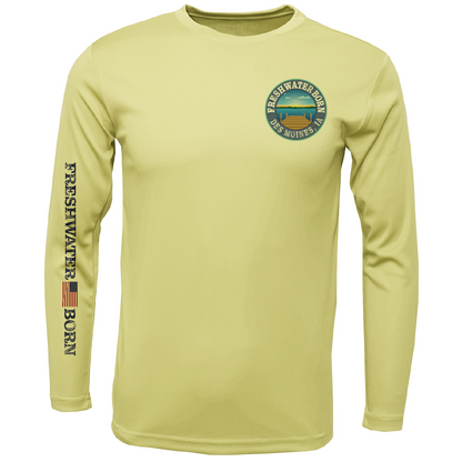 Des Moines, IA Freshwater Born State Flag Men's Long Sleeve UPF 50+ Dry-Fit Shirt