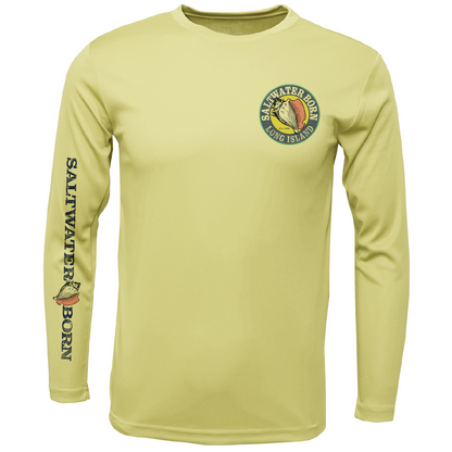 Long Island, NY State Flag Outline Men's Long Sleeve UPF 50+ Dry-Fit Shirt