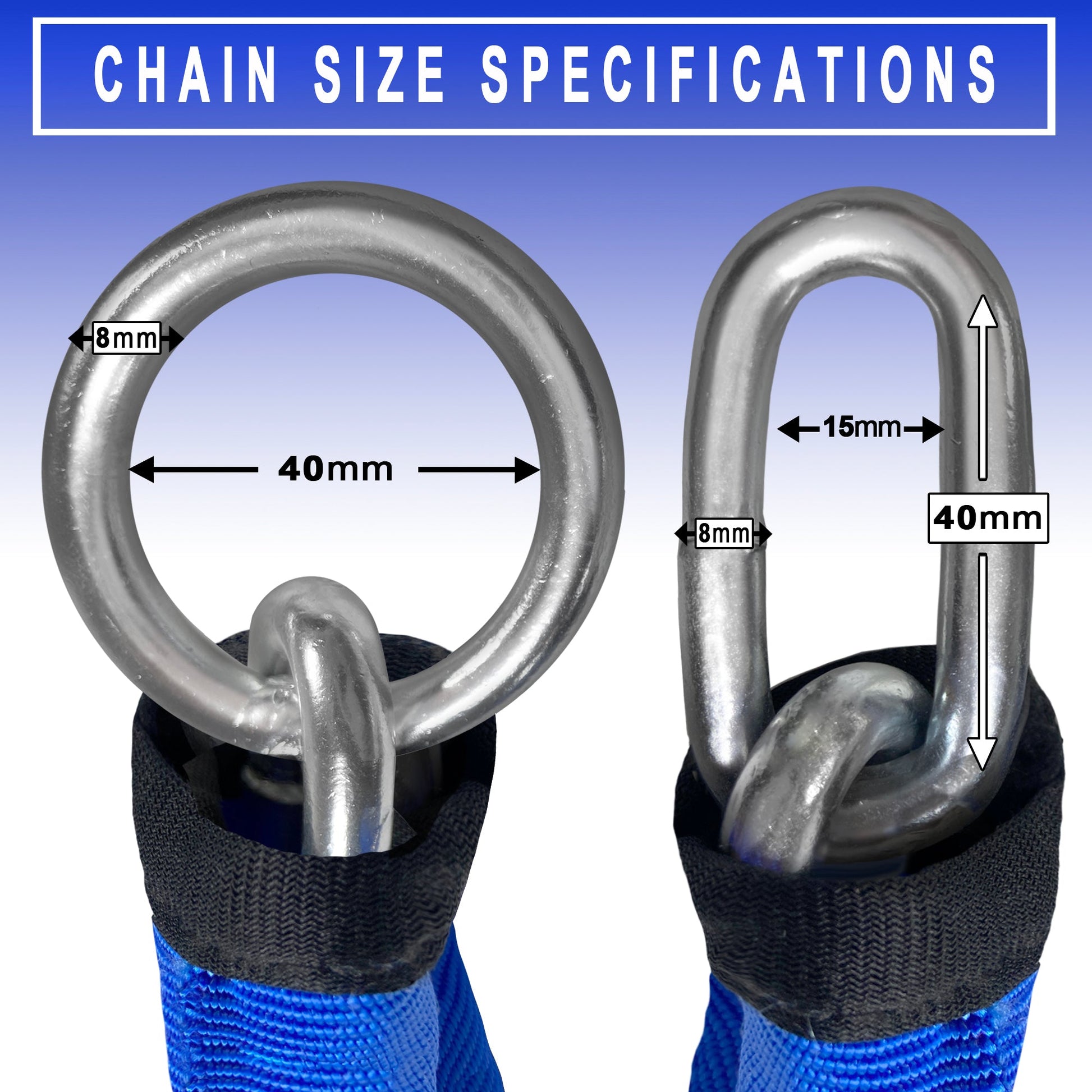 DocksLocks® Heavy Duty Cinch Style 8mm Security Chain - (3ft, 6ft or 10ft) - Weatherproof and Cut Proof Chrome Alloy Carbon Steel | SendIt Sailing