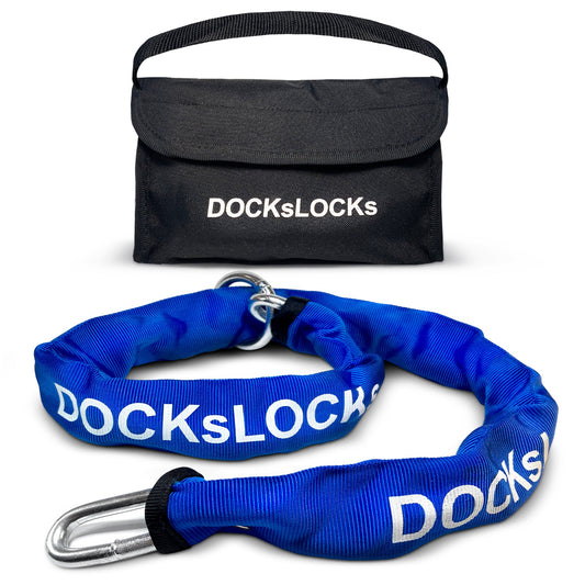 DocksLocks® Heavy Duty Cinch Style 8mm Security Chain - (3ft, 6ft or 10ft) - Weatherproof and Cut Proof Chrome Alloy Carbon Steel | SendIt Sailing