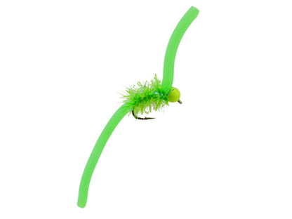 Wild Water Fly Fishing Tungsten Bead Head Chartreuse Squirmy Worm 2.0, Size 12 (Qty 6) | SendIt Sailing