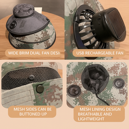 LITEGUEST Solar-Powered Dual Fan Sun Hat – Cooling Outdoor Cap