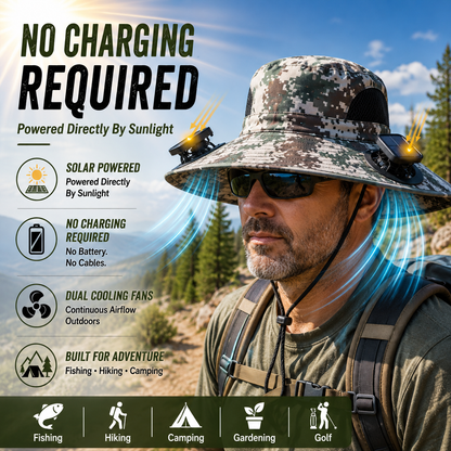 LITEGUEST Solar Fan Cooling Hat | Solar Powered UPF50+ Outdoor Cooling