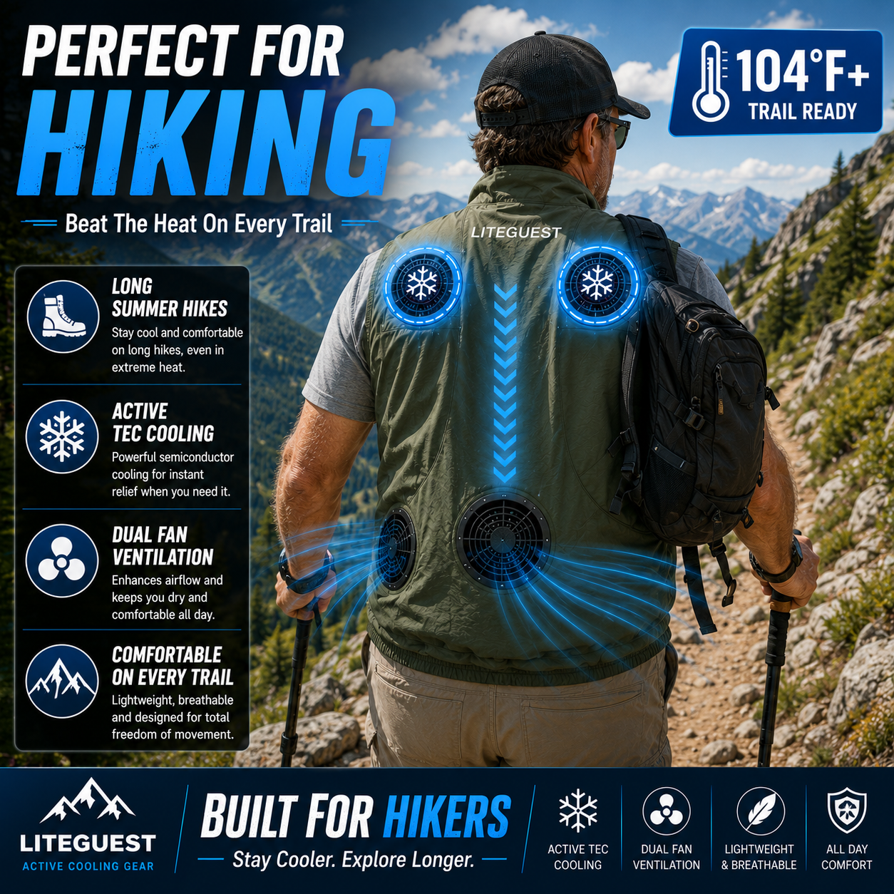 LITEGUEST TEC Cooling Vest | Advanced Active Cooling with Dual Fans