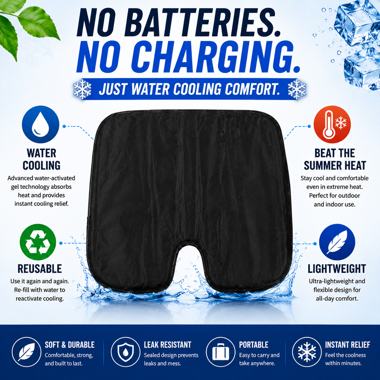 LITEGUEST Water Cooling Seat Cushion | Battery-Free Outdoor Cooling Pad