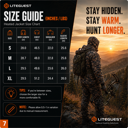 LITEGUEST 7-Zone Heated Hunting Jacket | USB Camo Jacket