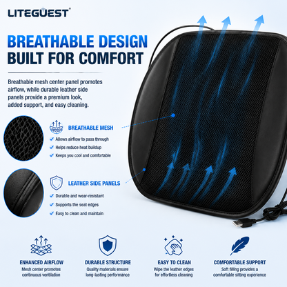 LITEGUEST 10-Fan Ventilated USB Cooling Seat Cushion