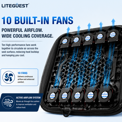 LITEGUEST 10-Fan Ventilated USB Cooling Seat Cushion