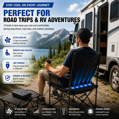 LITEGUEST 10-Fan Ventilated USB Cooling Seat Cushion