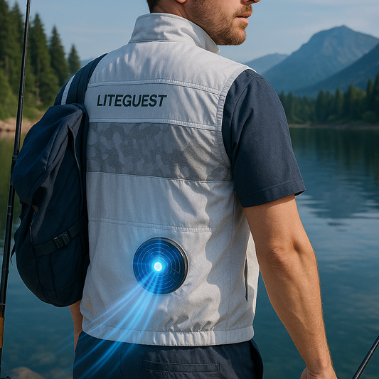 LITEGUEST Cooling Fan Jacket with LED Light Stay Cool for Outdoor