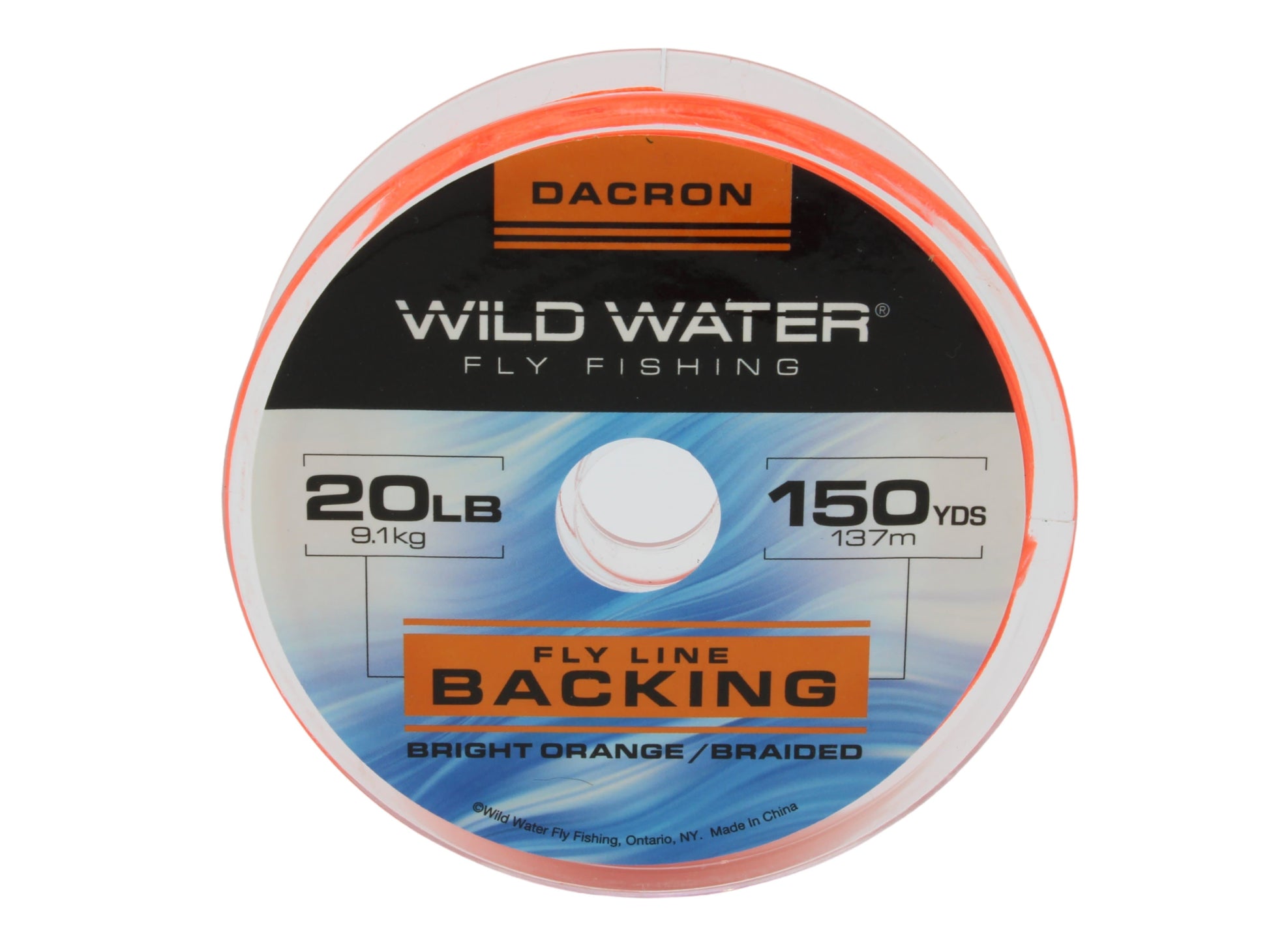 Wild Water Fly Fishing Braided Dacron Backing Spool, 20# 150 yards, Bright Orange | SendIt Sailing