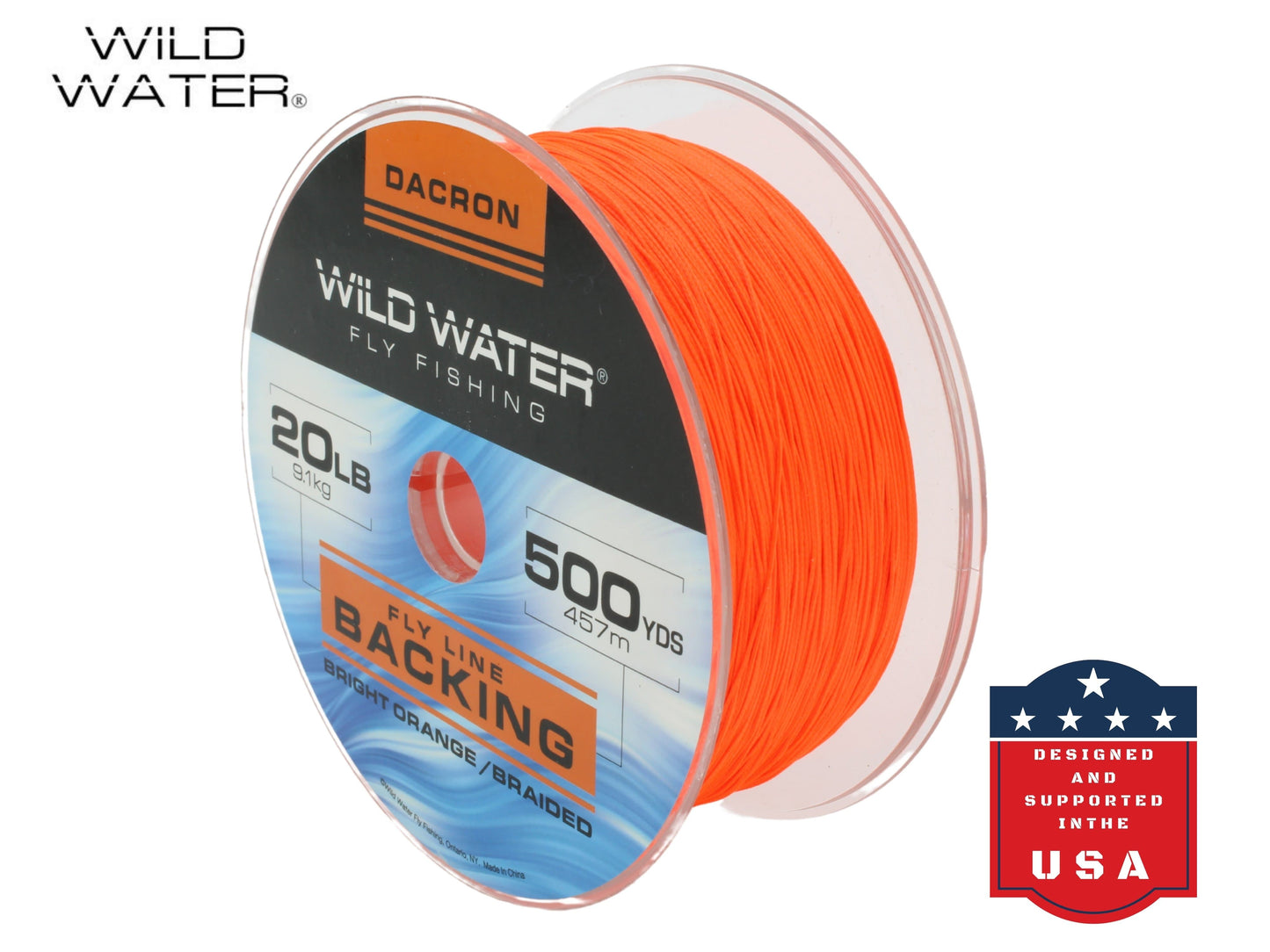 Wild Water Fly Fishing Braided Dacron Backing Spool, 20# 500 yards, Bright Orange | SendIt Sailing